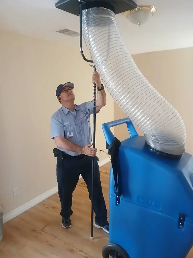 Mini Split Installation technician using HEPA equipment in Spout Springs